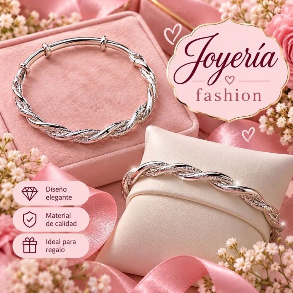 Silver Bracelet Adjustable Braided Design – Fashion Jewelry – New